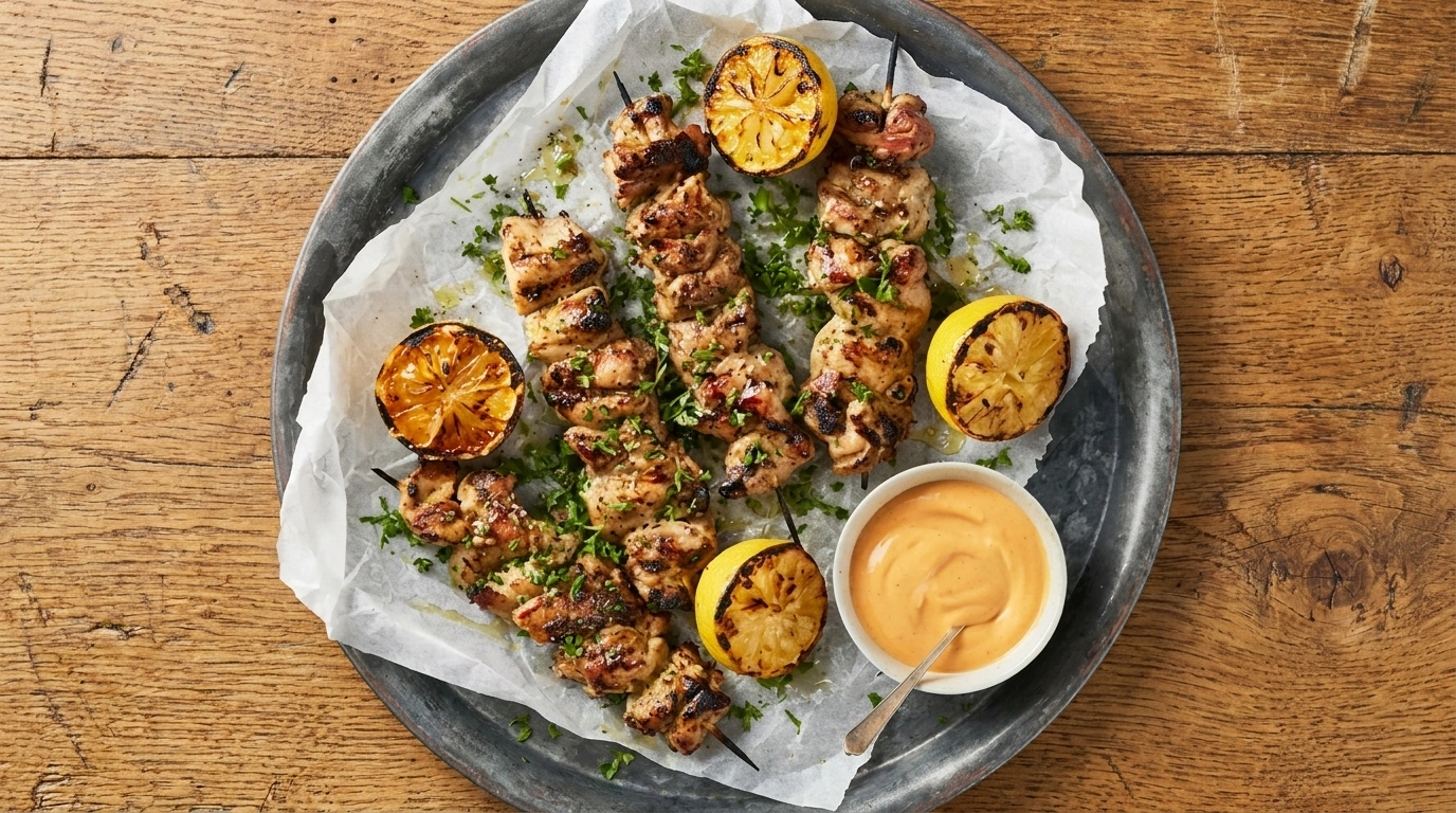 Grillspett med kyckling och lime